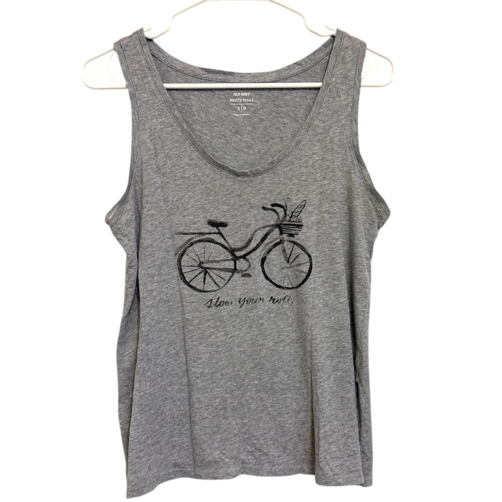 2/$15 Old Navy - Gray Bicycle Graphic Sleeveless Tank Top Small Petite